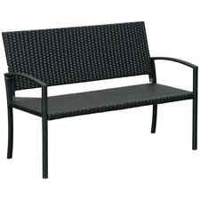 Outsunny Patio Rattan 2 Seater Garden Bench Love Seater Garden Armchair Black Garden Furniture Set price
