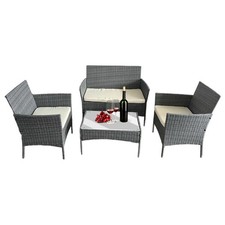 Garden Furniture Set 4 Piece Rattan 3 Seater Sofa 2 Armchair with Table Cushions Garden Furniture Set price