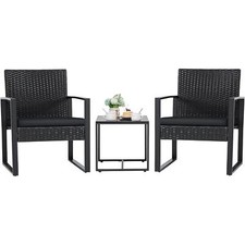 3 Piece Rattan Bistro Patio Garden Outdoor Furniture Set, 2 Chairs & 1 Table Garden Furniture Set price