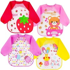 Vicloon Baby Bibs with Sleeves for Toddlers – Waterproof Long Sleeve 4 Pack Baby Raincoat price