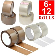 6/ 12 x Strong Brown Buff/Clear Parcel Packing Tape 48MM X 66M Box Sealing Rolls Tape price