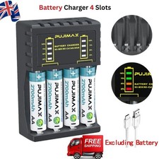 AA/AAA Battery Charger 4 Slots Intelligent LED Indicator USB C Micro Charger UK Standard & Rechargeable Batteries price