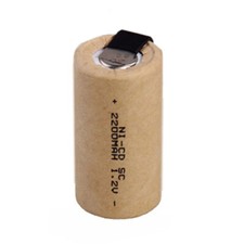 1x STANDARD Ni-Cd 2200mAh 1.2V TABBED BATTERY CELL 43x22mm SC RECHARGEABLE NiCd Standard & Rechargeable Batteries price