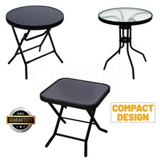 INDOOR OUTDOOR PORTABLE GARDEN PATIO BISTRO FOLDING GLASS TOP METAL TABLE Garden Table price