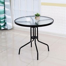 TEMPERED GLASS TOP PATIO TABLE METAL FRAME LEGS GARDEN OUTDOOR INDOOR BISTRO Garden Table price