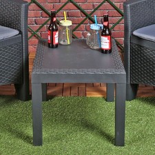 Woven Look Plastic Garden Coffee Snack Table Outdoor Patio Deck Furniture Unit Garden Table price