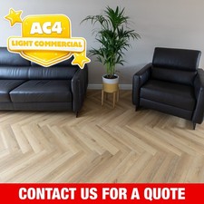 🥠 Sample* 12mm Shortbread Oak Herringbone Parquet Laminate Flooring - £22.99SQM Parquet price