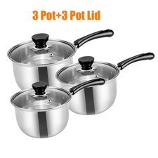 3x Induction Non Stick Stainless Steel Cookware Set Glass Lid Pot Pan Kitchen UK Pot / Pan Sets price