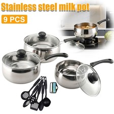 9/3 Induction Pan Set Saucepan Set Cookware Pot Stainless Steel With Glass Lids Pot / Pan Sets price