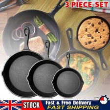 Set of 3 Cast Iron Non Stick Skillet Griddle Cooking Pan Pre-Seasoned Frying Pan Pot / Pan Sets price