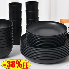 Black Dinnerware Bowl Plates Round Dinner Set Tableware 32PCS/SET Dinnerware Set price
