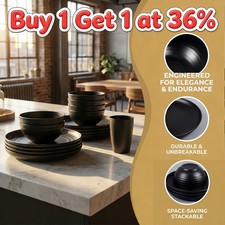 16PCS/SET Black Dinnerware Bowl Plates Round Dinner Set Tableware Home Party Dinnerware Set price