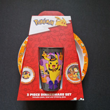 Pokemon Dinnerware / Breakfast Set - Pikachu Halloween - Plate Bowl Glass - New Breakfast Set price