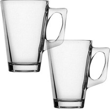 Set of 2 Latte Glasses Tea Coffee Cappuccino Glass Cups Hot Drink Mugs - 240ml Cup / Glass / Coffee Set price