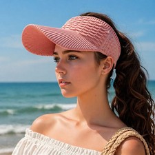 Women’s Ponytail Sun Visor Hat Open Top Mesh Breathable Summer Beach Golf Cap Women's Hat price