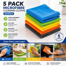 Microfibre Cleaning Cloths 5 Pack Lint Free Car Window Glass Towels UK Car Cleaning Cloths price