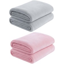 Soft Fleece Throw Blanket Plush Pink Silver Grey Cosy Bed Sofa Large & Small Blanket price