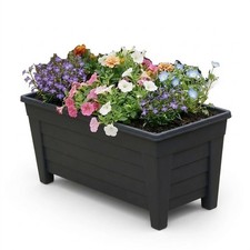 Black Trough Planter 55cm Rectangle Garden Patio Plant Pot Watering Reservoir Watering Trough price