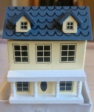 Boxed 1:12 Miniature Wooden House  Painted Blue Roof Cream White Architecture Toy Houses price
