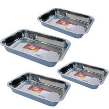 BAKING TRAY STAINLESS STEEL DEEP ROASTING OVEN PAN GRILL BAKE COOK DISH KITCHEN Trays / Baking Dishes price