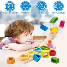 Montessori Wooden Building Blocks Educational Color & Shape Puzzle Toys for Kids Wooden Toys price