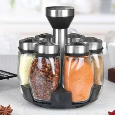 Glass Spice Jar Set - Kitchen Storage Rack with 6 Bottles - Easy Access Spice Sets & Racks price