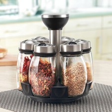 7PC Spice Jars Rack Set 360° Rotating Spice Rack Organizer Stand with Steel Lids Spice Sets & Racks price