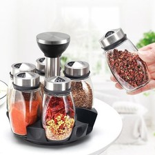 7PCS Rotating Spice Rack Set Kitchen Countertop Storage With 6 Glass Spice Jars Spice Sets & Racks price