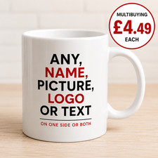 Personalised Mug Custom Photo Name Logo 11oz Gift Father's Day Him Her Mug price