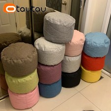 Round Stool Linen Bean Bag Ottoman with Filling Beanbag Pouf Footstool Sofa UK Pouf price