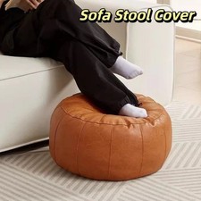 Unstuffed Faux Leather Round Footstool Cover Pouf Storage Ottoman Stool Cover UK Pouf price