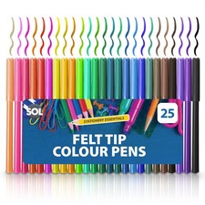 25 Felt Tip Pens Set Fine Fibre Drawing Markers Colouring Art School Colour Kids Felt-tip Pen price