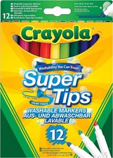 CRAYOLA Supertips Washable Markers Felt Tip Pens in Assorted Colours Pack of 12 Felt-tip Pen price