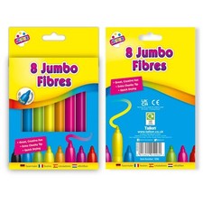 8 Jumbo Fibre Colouring Pens - Felt Tip Thick Pen Colours Bright Kids Drawing Felt-tip Pen price