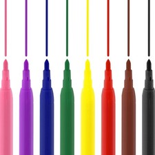 FELT TIP PEN SET 8Pc Colouring Coloured Fibre Markers Kids Activity Pack Wallet Felt-tip Pen price