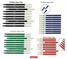 LUXOR Washable Water Colour Felt Tip Fibre BLACK RED BLUE GREEN Pens Pack of 10 Felt-tip Pen price