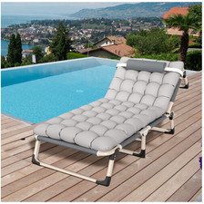 Sun Lounger Folding Recliner Chair Reclining Garden Outdoor Bed with Cushion Sun Lounger price
