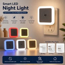2x Automatic LED Night Light Plug in Energy Saving Dusk Dawn Sensor Kids Light LED Lamps price