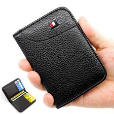 Men’s Slim PU Leather Wallet | Minimalist Soft Card Holder Small Purse Men's Card Holder price