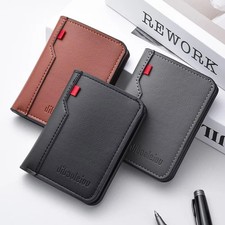 Men’s Slim PU Leather Wallet Card Holder Mini Soft Vertical Credit ID Cash Pocke Men's Card Holder price