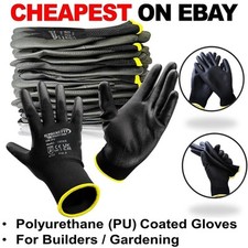 24 PAIRS PU COATED SAFETY WORK GLOVES GLOVE GARDEN GRIP MENS BUILDERS GARDENING Work Gloves price