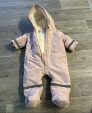 Fred & Flo Baby Pink Hooded Fleece Lined Zip Snowsuit 3-6 Months Baby Snowsuit price