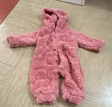 Pink Hooded Teddy Fleece Faux Fur Snowsuit Button Front Newborn Winter Baby Snowsuit price