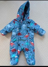 John Lewis & Partners Hooded Full Zip Dinosaur Print Snowsuit 0-3 Months Baby Snowsuit price