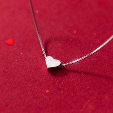 Shiny 925 Sterling Silver Love Heart Pendant Necklace Women Ladies Girls Gift UK Costume Necklace price