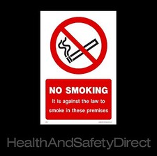 It is against the law to smoke on these premises Window Sticker - No Smoking IT Law price