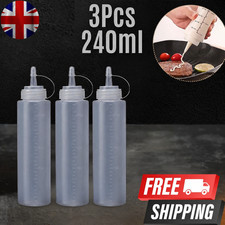 3pcs 240ML Plastic Clear Squeeze Squeezy Sauce Bottle Mayo Dispenser Bottles Sauce price