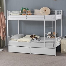 3Ft Metal Bunk Bed Frame Loft Sleeper Bed with Two Drawers Ladder Heavy White Bunk Bed price