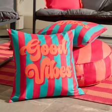 OHS Slogan Garden Cushion Covers 2 Pack Water Resistant Outdoor - Good Vibes Garden Cushion price