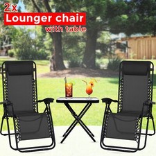 3 Piece Zero Gravity Reclining Garden Patio Deck Chair Sun Lounger & Table Set Garden Chair price